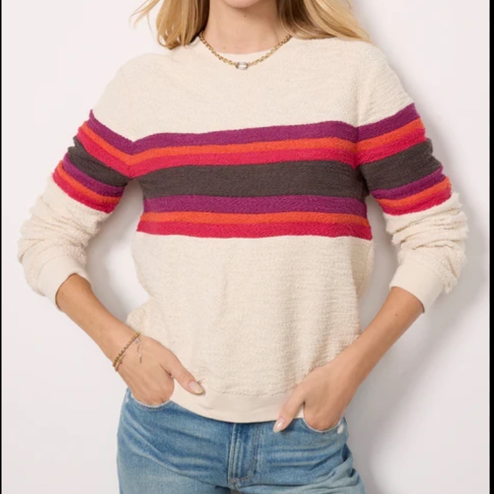 Faherty Vista Stripe Pullover Sweatshirt Color: Liftside - 100% Organic Cotton